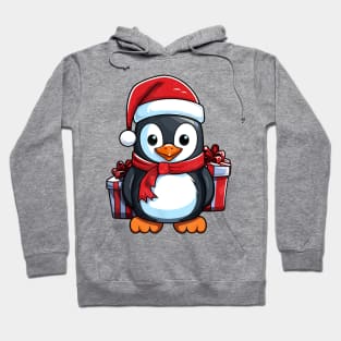 Cute Penguin Christmas Lights Santa Hat Xmas Pajama Hoodie